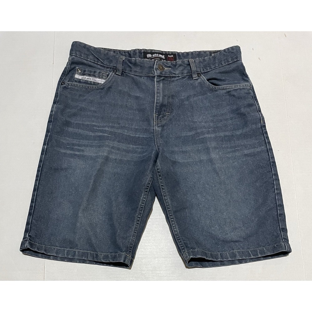 Ecko Unltd Denim Shorts Men's Size 34 X 11 Medium Wash Blue Jean Shorts